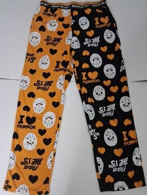 "Friday The 13th"Halloween Horror Print Pajama Pants — Orange & Black